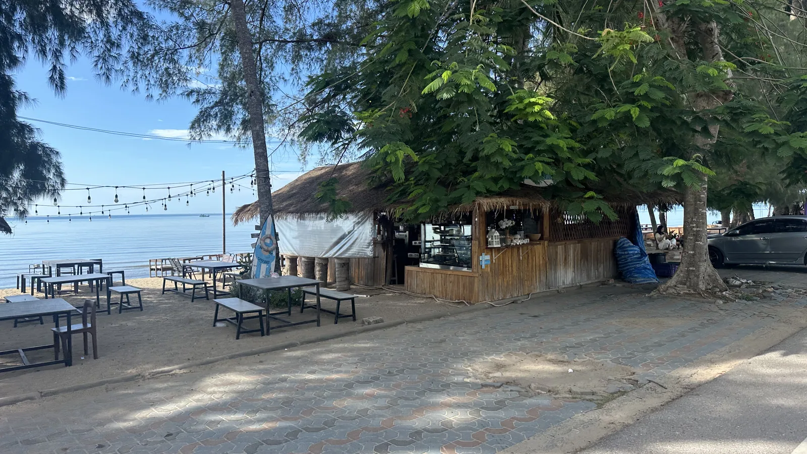 Beach café under the trees