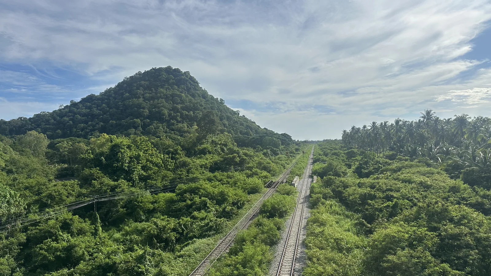 The line running towards the hill south of Ban Krut